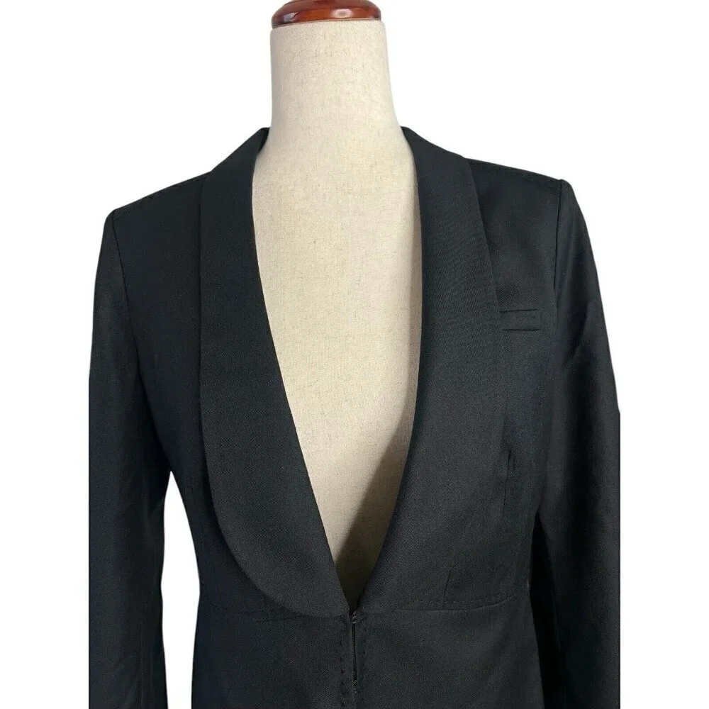 Tory Burch Black Wool Blend Blazer Small Sz 4 Office Siren Designer Chic